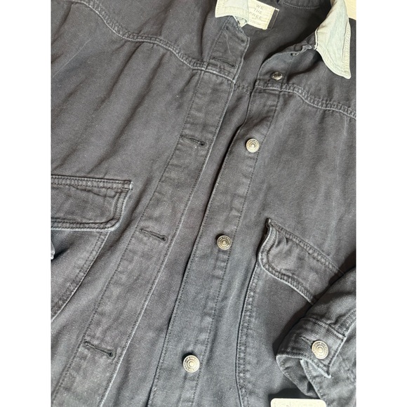 Free People Navy Jean Jacket with Light Collar - Picture 2 of 5